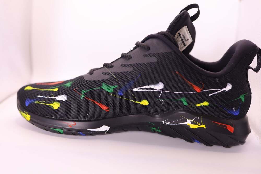 Soulsfeng Olympic Spray Paint Splatter Men's Running Shoes Size 13 - Picture 3 of 16